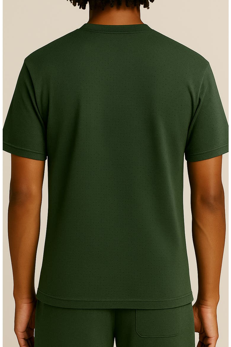 Perforated Cotton T-Shirt, Alternate, color, GREEN