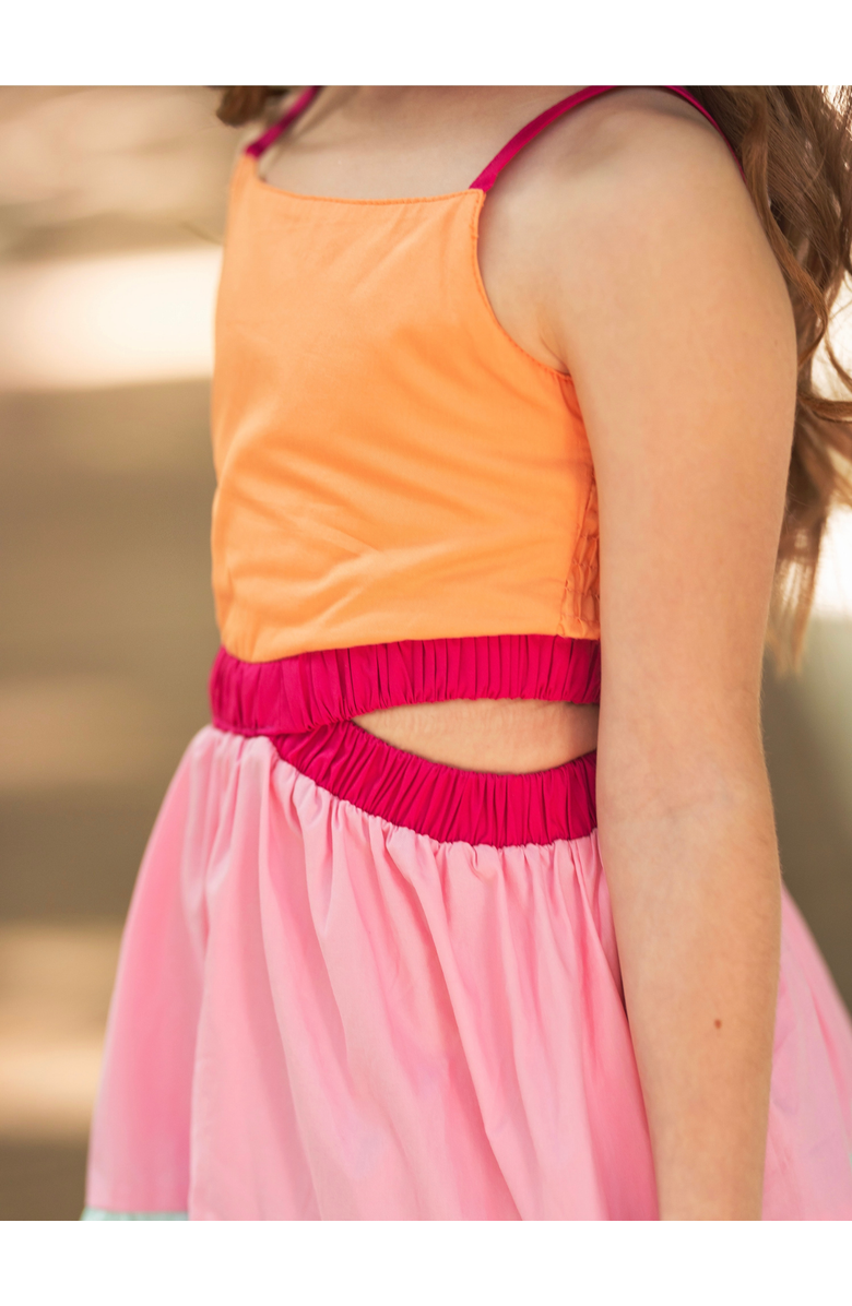 Mia Belle Girls Sunset Sorbet Tiered Colorblock Dress, Alternate, color, Yellow
