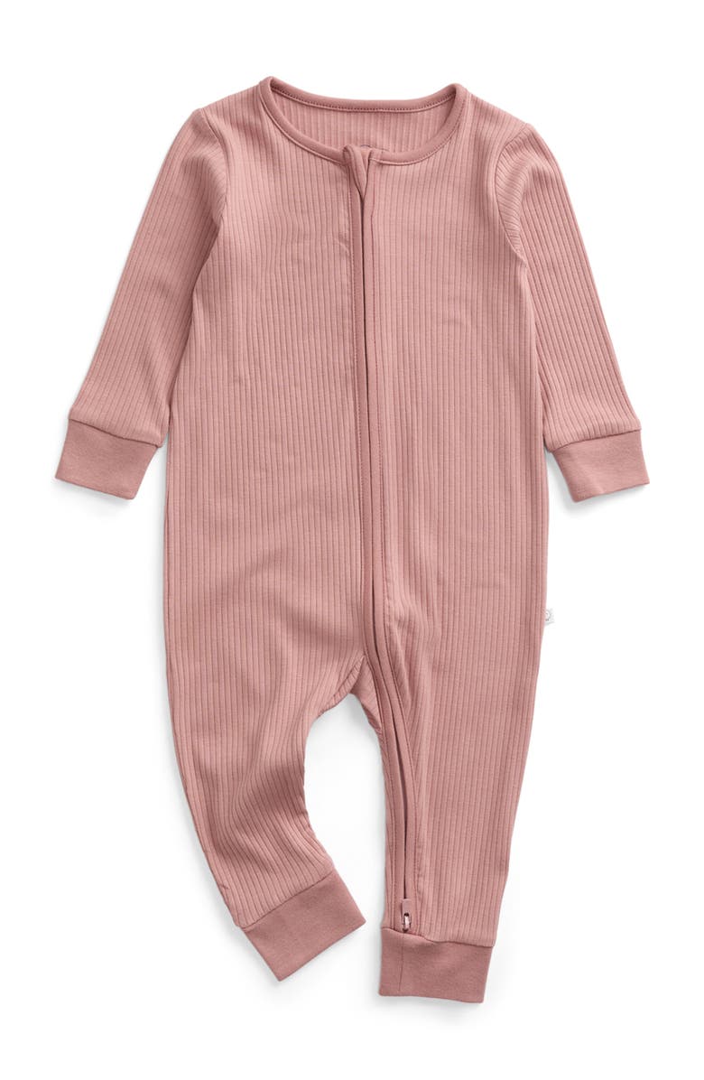 MORI Ribbed Two Way Zip-Up Sleepsuit, Main, color, Rose