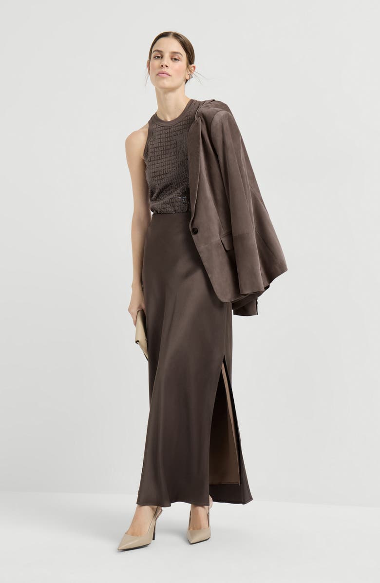 Brunello Cucinelli Fluid Bias-Cut skirt, Alternate, color, Cocoa