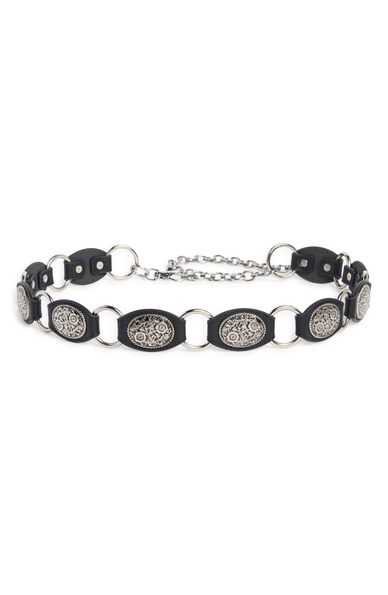 Vince Camuto Concho Belt, Main, color, Black Silver
