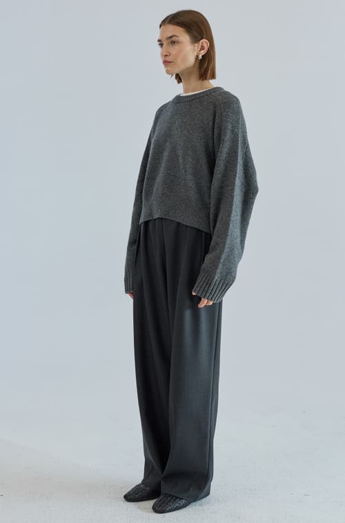 Almina Concept Waist Tie Wool Trousers In Gray
