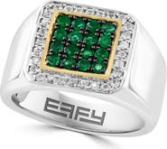 EFFY Men's Sterling Silver Emerald & White Topaz Ring