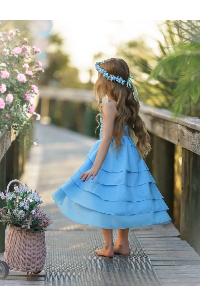 Mia Belle Girls Girls Pretty Petal Blues Tiered Dress, Alternate, color, Blue