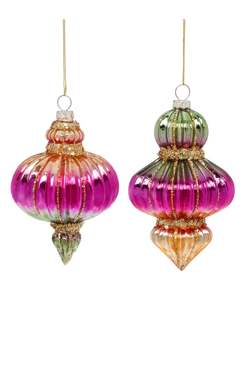 Ribbed Finial Ornament, Box of 6, Main, color, Fuschia