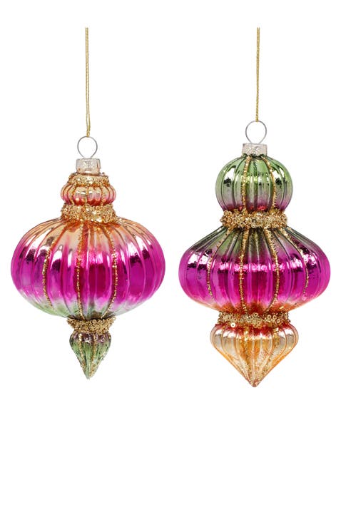 Ribbed Finial Ornament, Box of 6