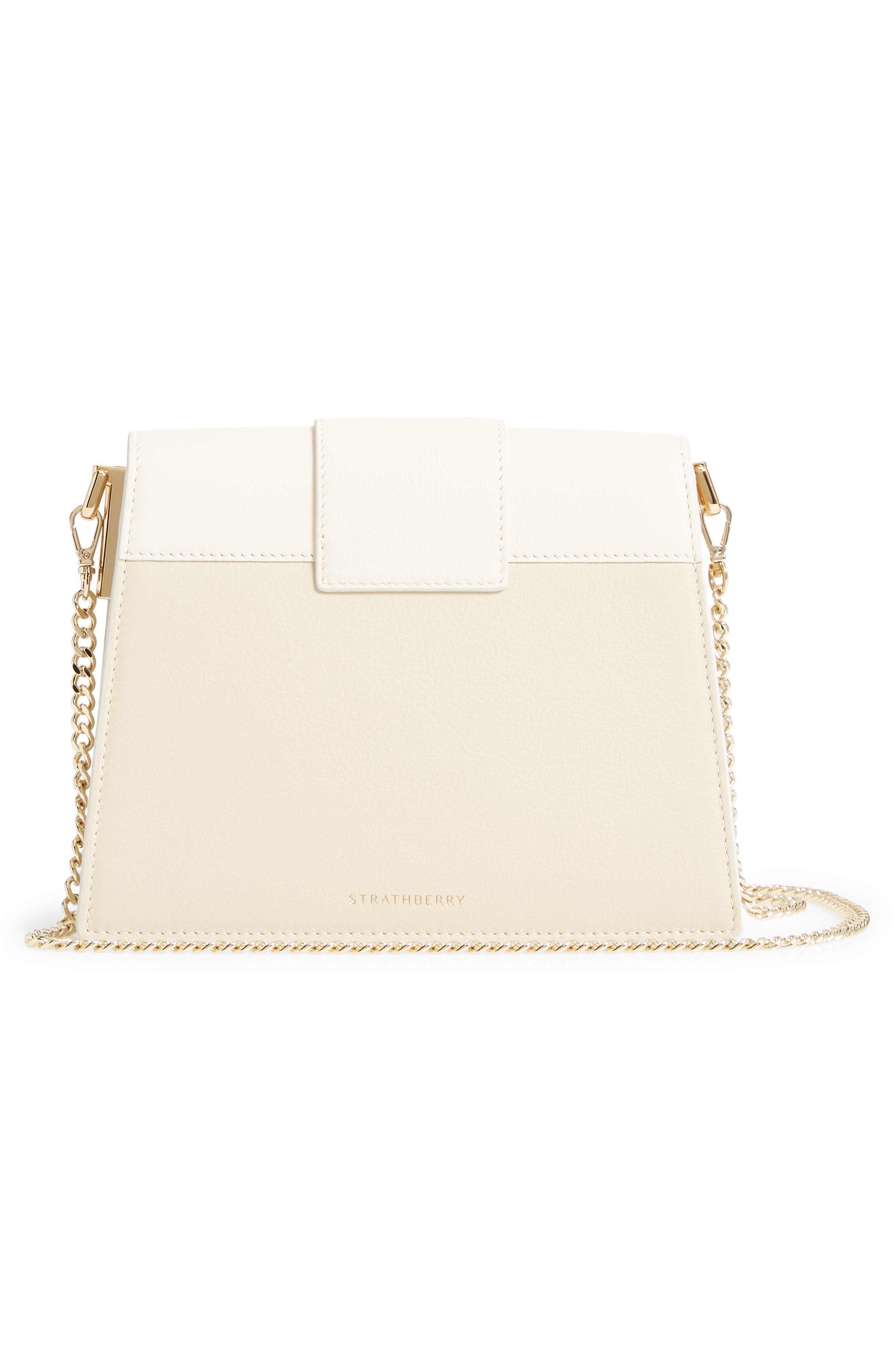 Strathberry Box Crescent Bicolor Leather Shoulder Bag, Alternate, color, 