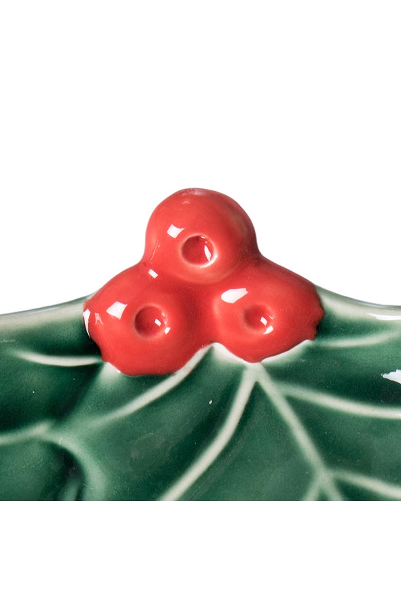 Berries and Holly Decorative Christmas Plate, Alternate, color, Green
