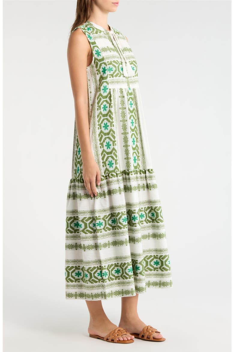 Sleeveless Cotton Cover-Up Midi Dress, Alternate, color, WHITE GREEN