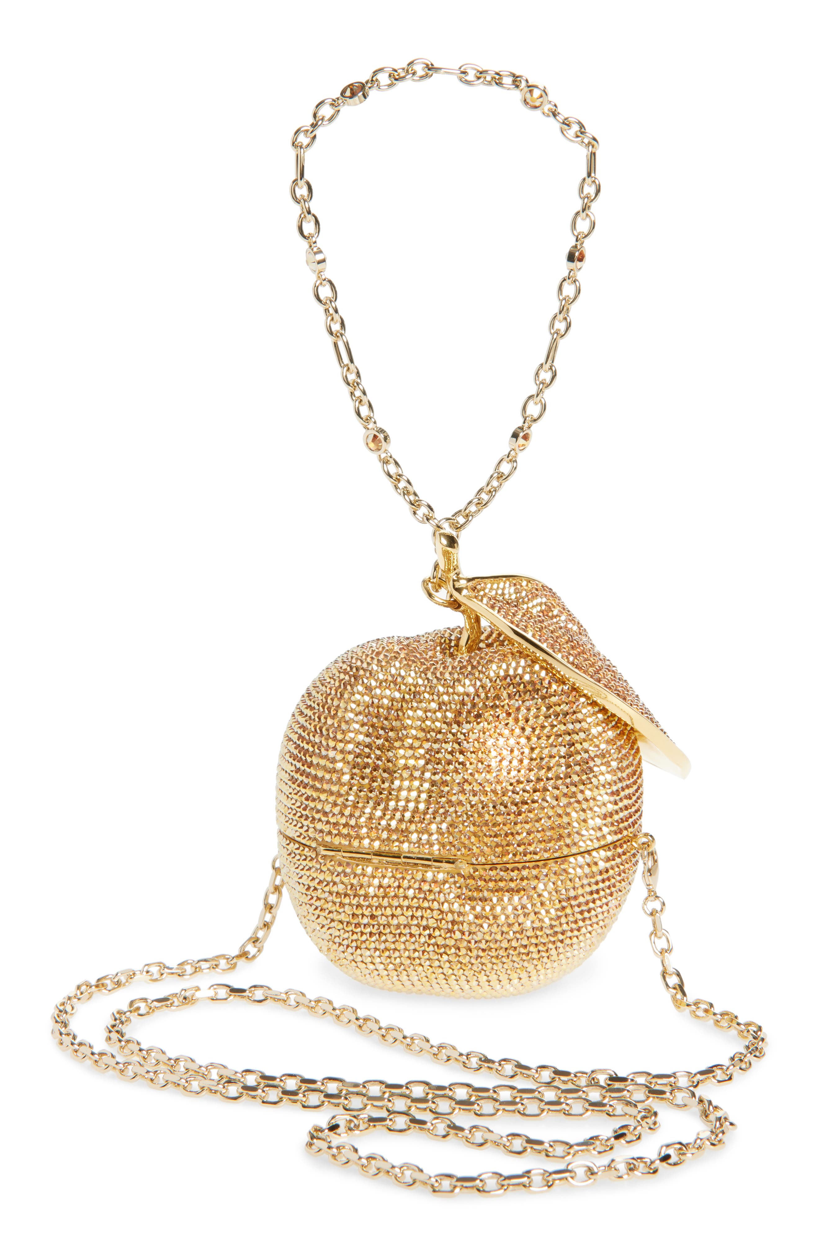 JUDITH LEIBER COUTURE Golden Delicious Apple Crystal Embellished Clutch, Alternate, color, 