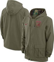 Nike Men's Nike Olive Alabama Crimson Tide 2024 Military Appreciation Full-Snap Hoodie Military Jacket