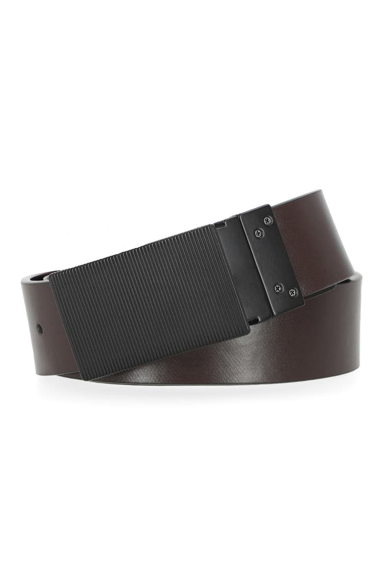 Plaque Buckle Reversible Belt, Alternate, color, BLACK/ BROWN