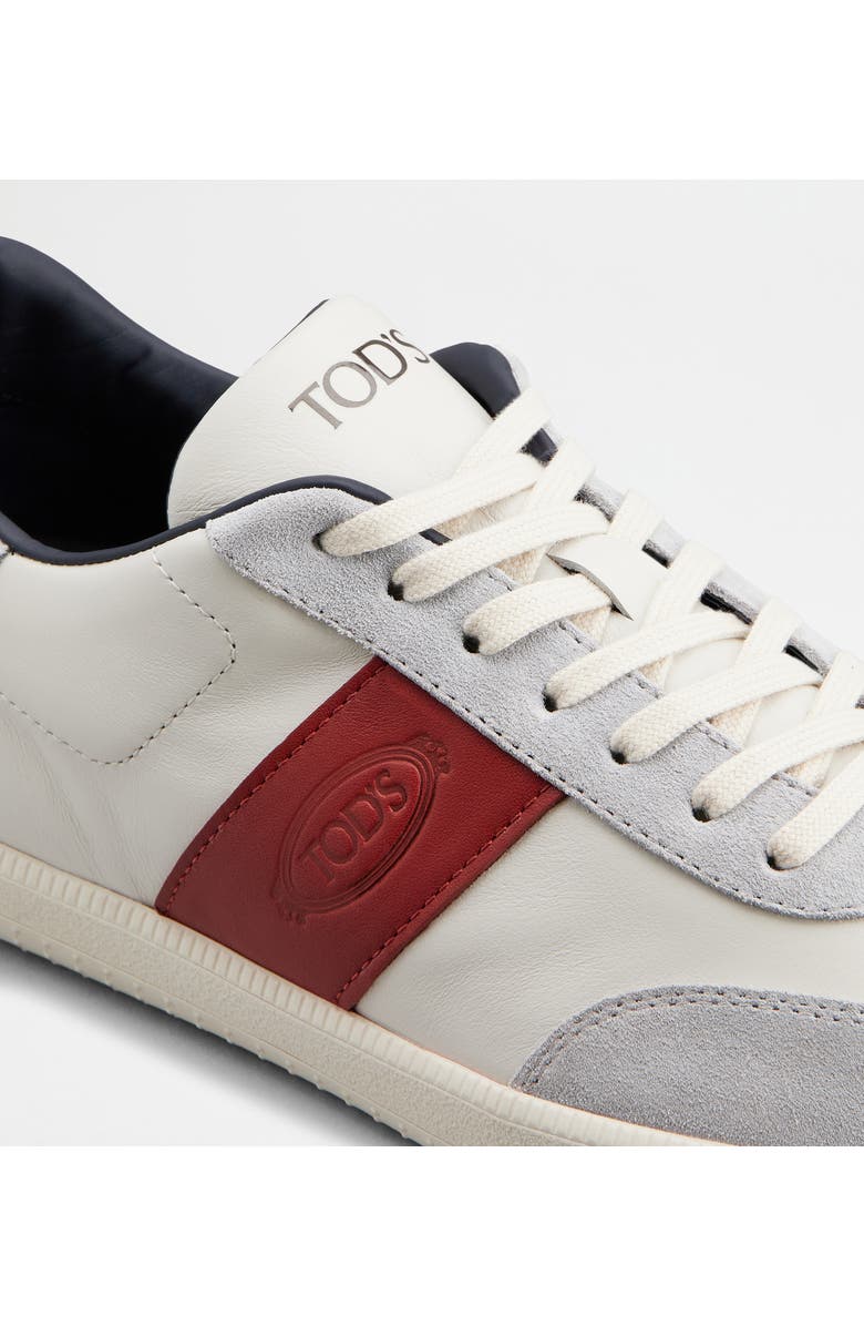 Tod's Leather & Suede Lace-Up Low Top Sneaker, Alternate, color, White