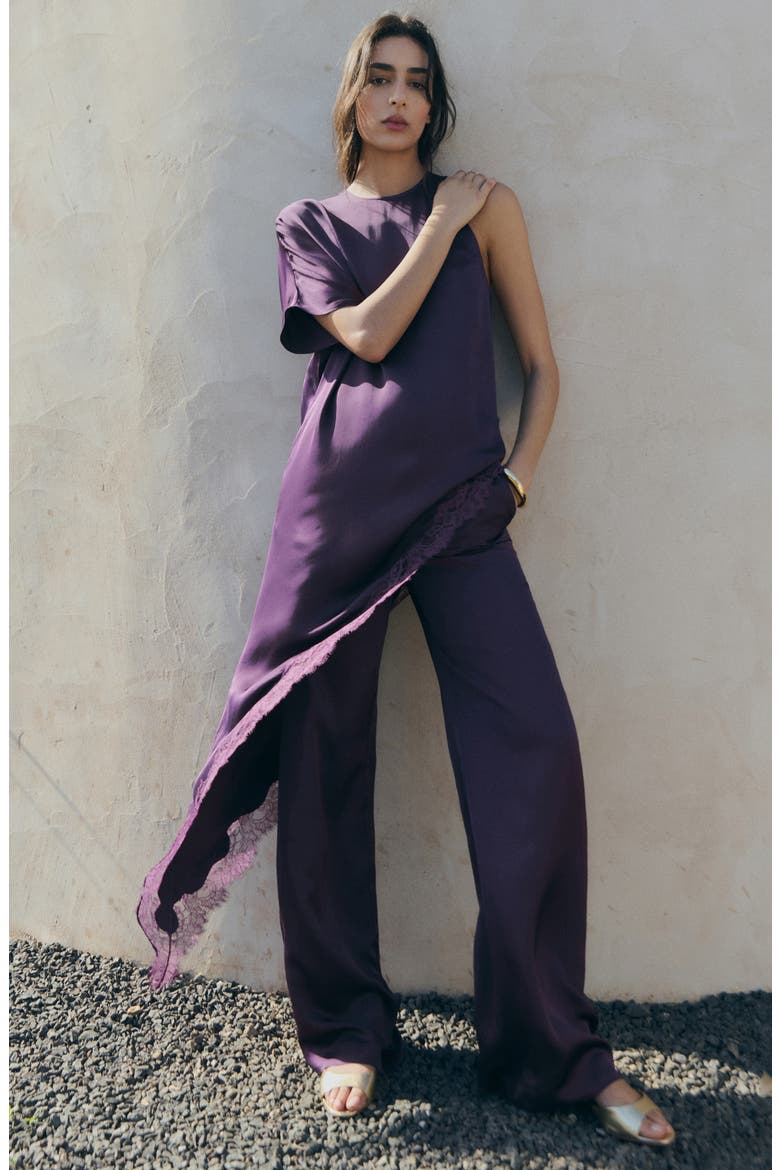 Straight Mid Rise Pants, Alternate, color, PURPLE
