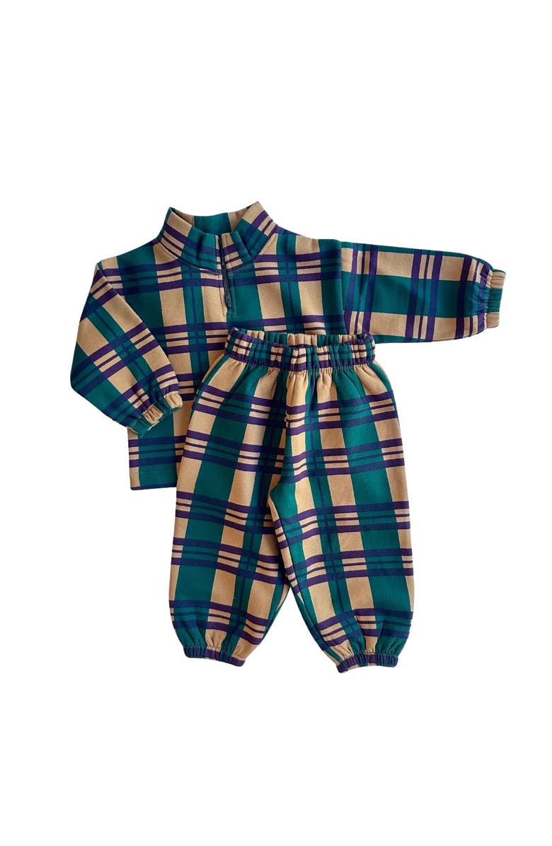 Winnie + Crew Brooks Quarter-Zip Set, Main, color, Botanical Garden Plaid