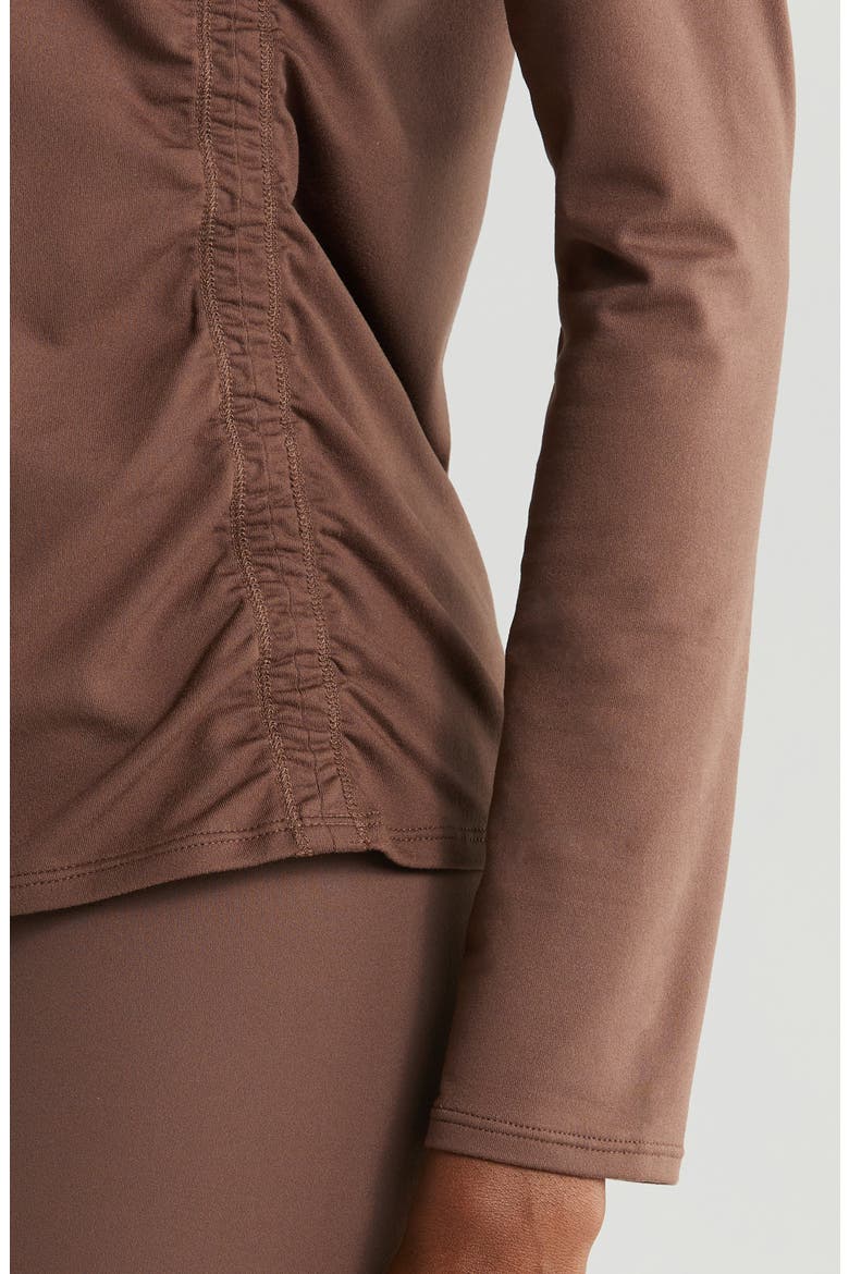 Ruched Long Sleeve T-Shirt, Alternate, color, BROWN FAWN