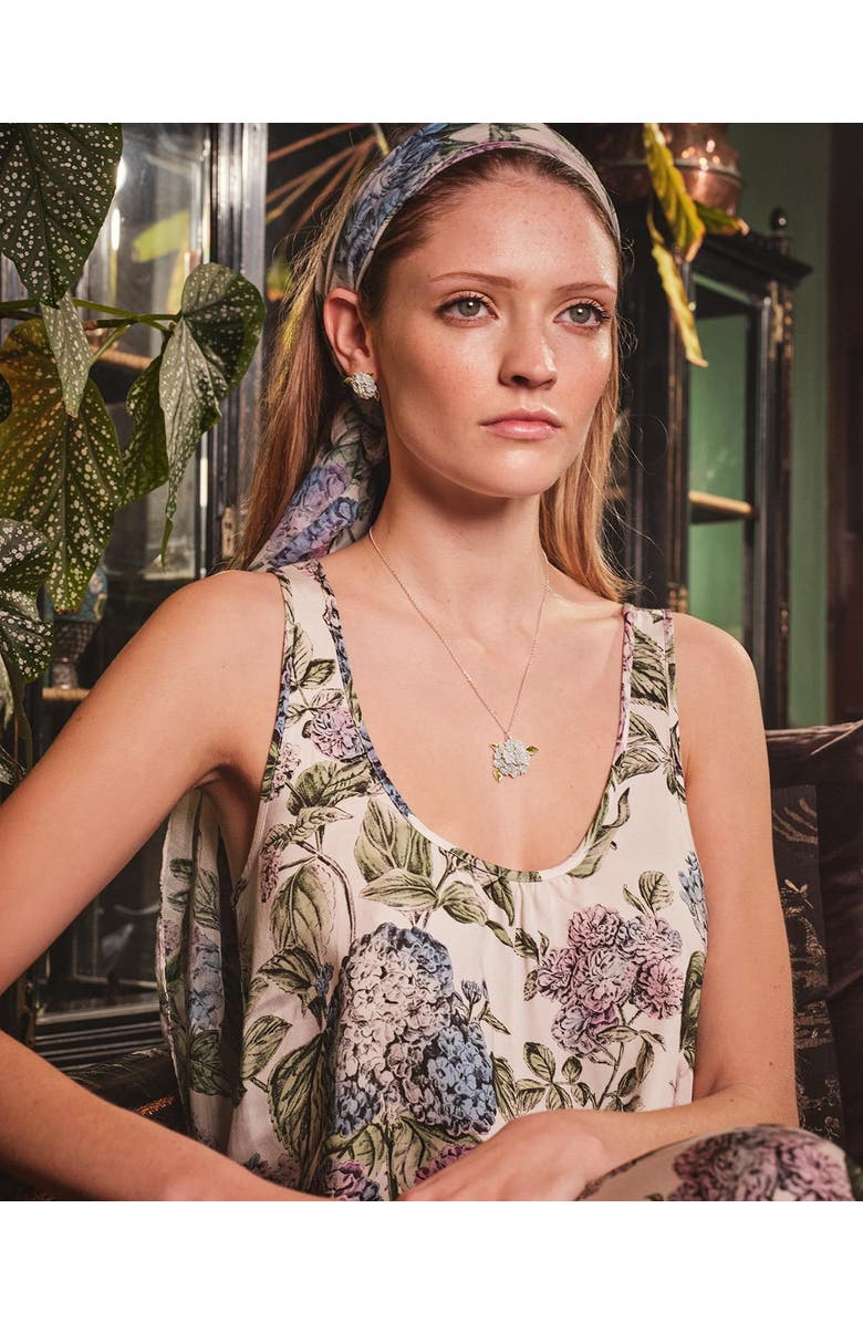 Fable England Hydrangea Earrings Silver, Alternate, color, Blue & Silver