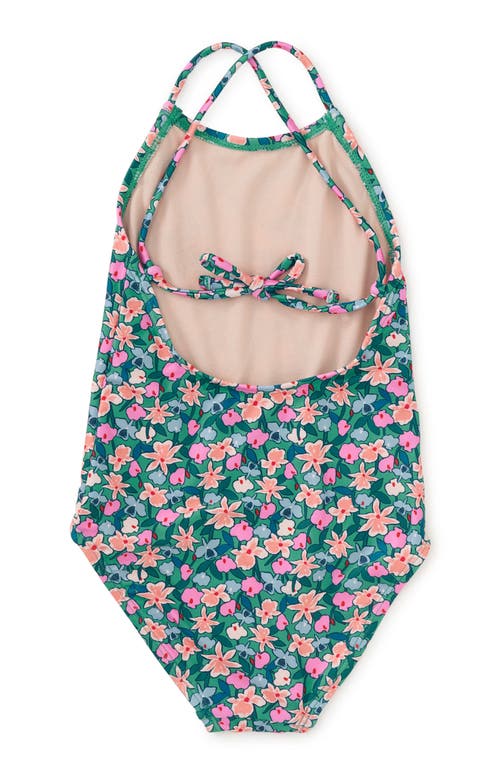 Tea Collection Cross Back One-piece Swimsuit In Orchid Ditsy