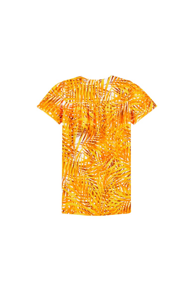 Kids' Palm Leaves Printed Terry Dress, Alternate, color, MANGUE
