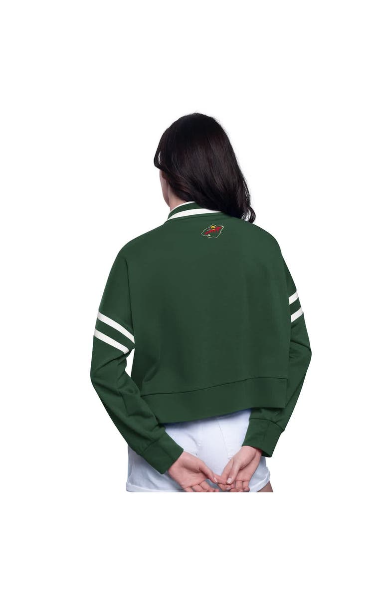 STARTER Women
s Starter  Green Minnesota Wild Power Play Cropped Pullover Sweatshirt, Alternate, color, Green