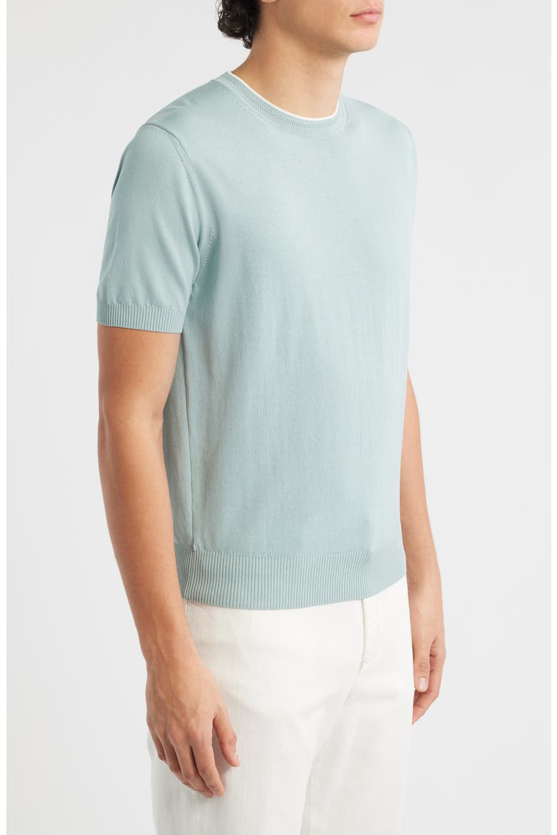 Short Sleeve Cotton Crewneck Sweater, Alternate, color, GREEN