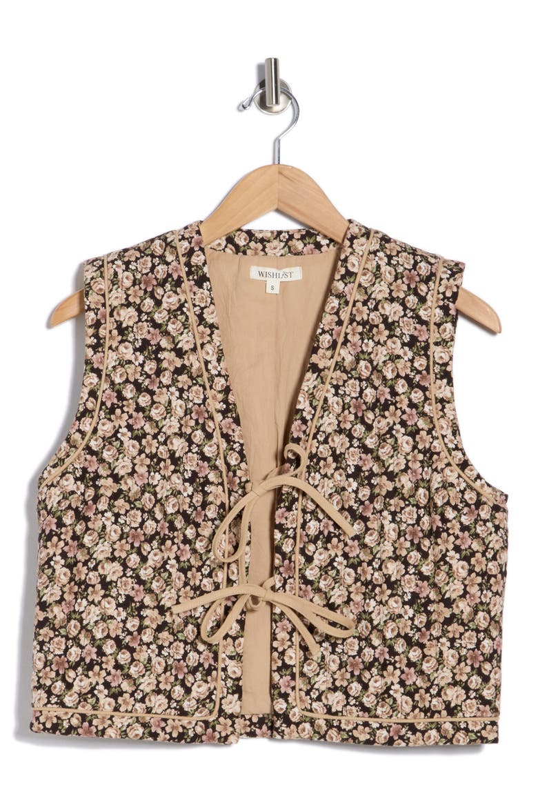 Floral Quilted Vest, Alternate, color, CHOCO/ MOCHA