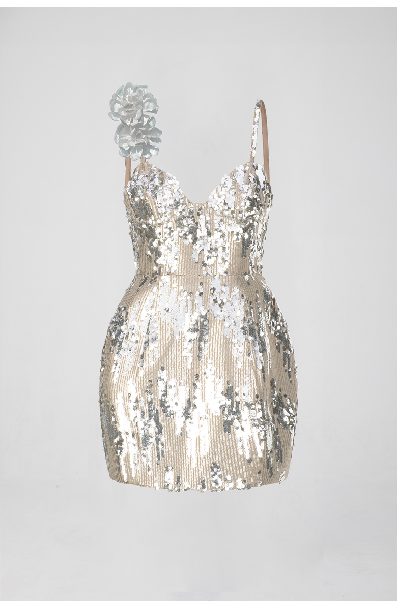 AtoÌr Vera Mini Dress, Alternate, color, Nude/Gunmetal