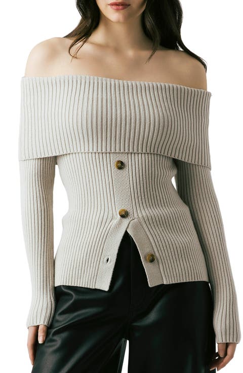 Off the Shoulder Rib Sweater