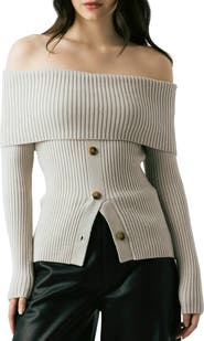 BLANKNYC Off the Shoulder Rib Sweater