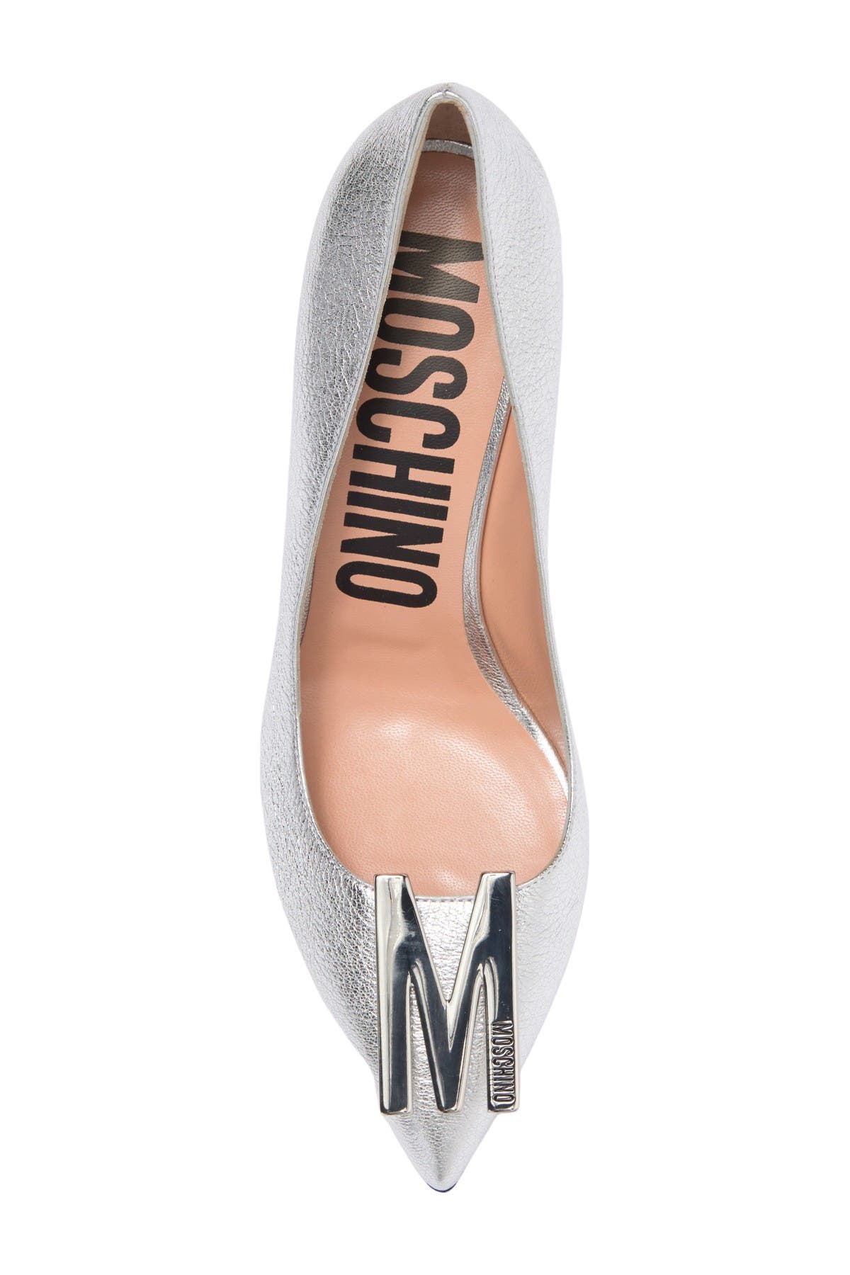 Moschino Logo Hardware Pointed Toe Pump, Alternate, color, 