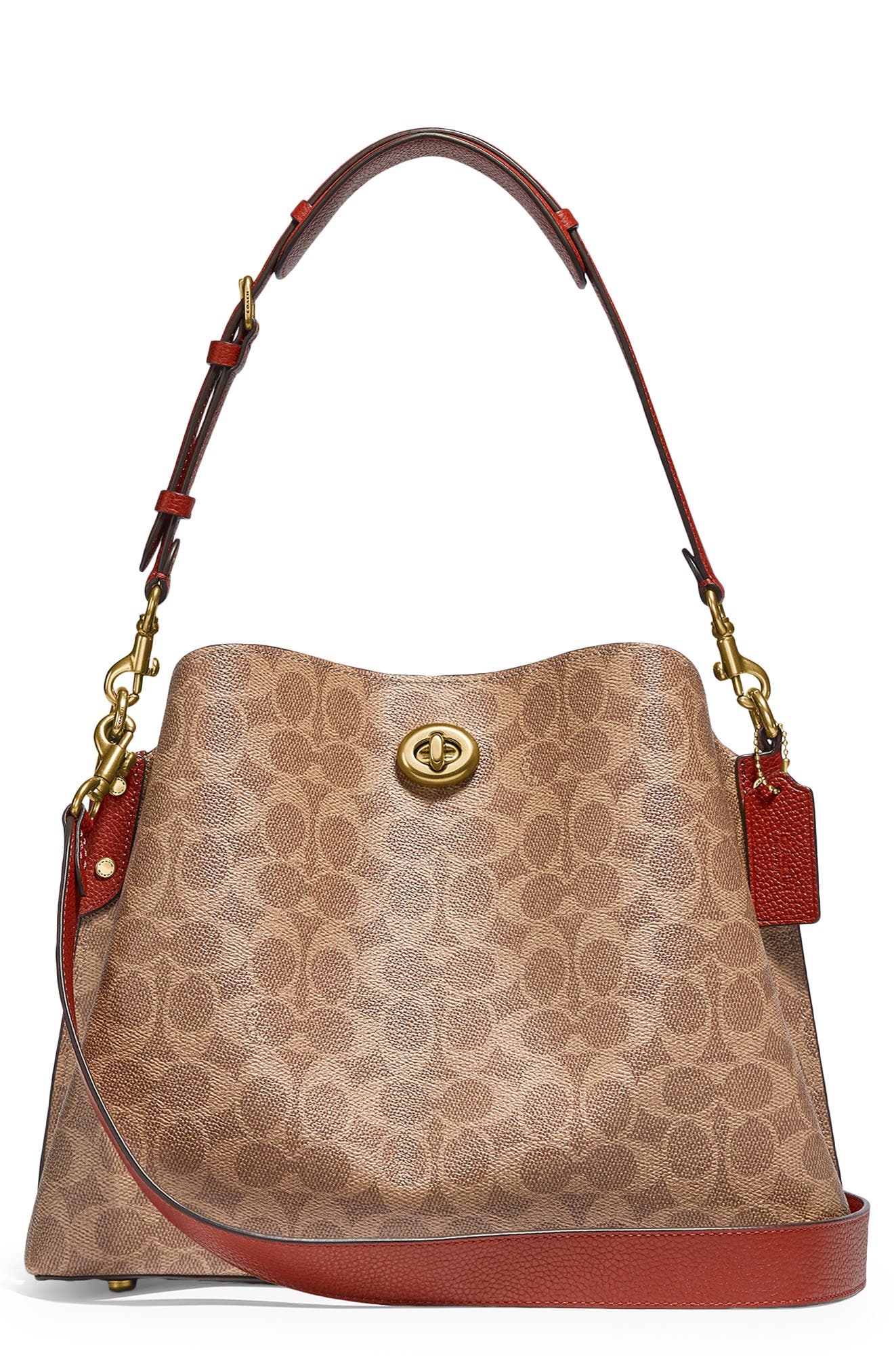 COACH Willow Signature Coated Canvas Shoulder Bag, Main, color, 