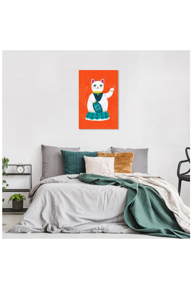 Lucky Cat Canvas Wall Decor, Alternate, color, RED