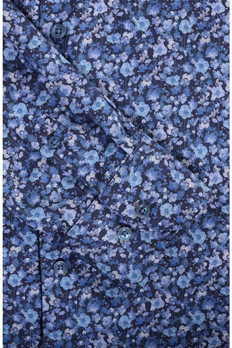 Axel Trim Fit Floral Stretch Cotton Button-Up Shirt, Alternate, color, COBALT