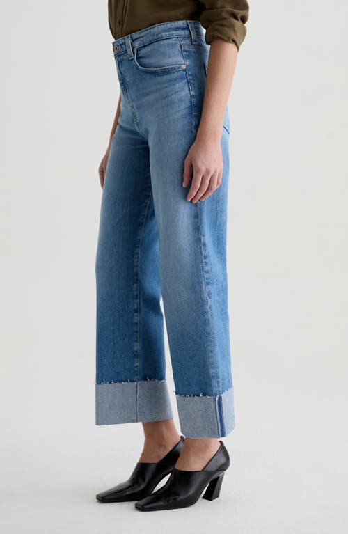 Ag Kora Cuffed Raw Hem High Waist Ankle Wide Leg Jeans In Blue