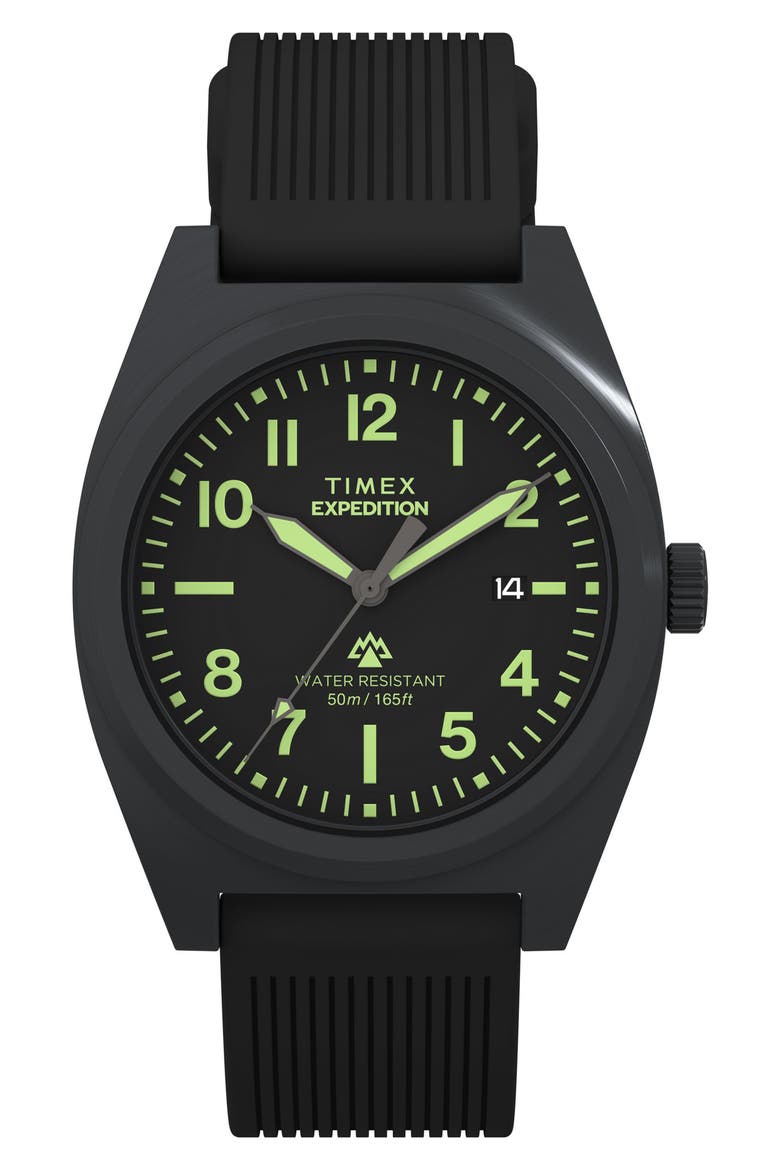 Expedition® Capstone Silicone Strap Watch, 39mm, Main, color, BLACK