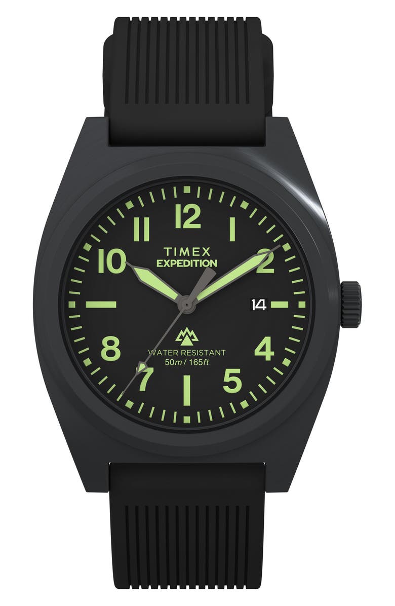 Timex<sup>®</sup> Expedition<sup>®</sup> Capstone Silicone Strap Watch, 39mm, Main, color, Black/Black