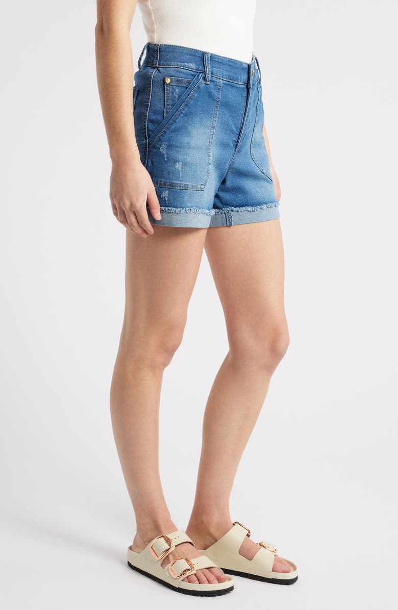 Wit & Wisdom 'Ab'Solution Patch Pocket High Waist Denim Shorts, Alternate, color, Medium Blue Vintage
