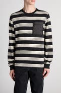 Moncler Mixed Media Stripe Long Sleeve Knit Top
