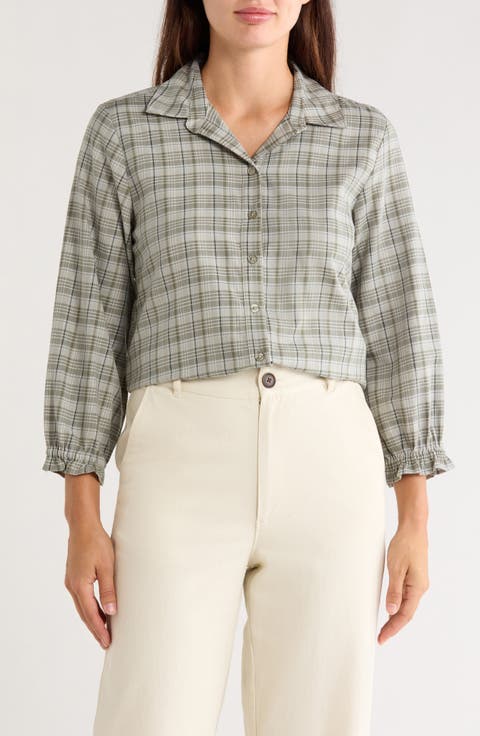 Plaid Three-Quarter Sleeve Shirt