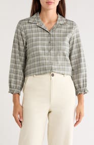 Trove New York Plaid Three-Quarter Sleeve Shirt