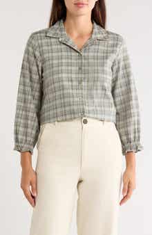 Plaid Three-Quarter Sleeve Shirt