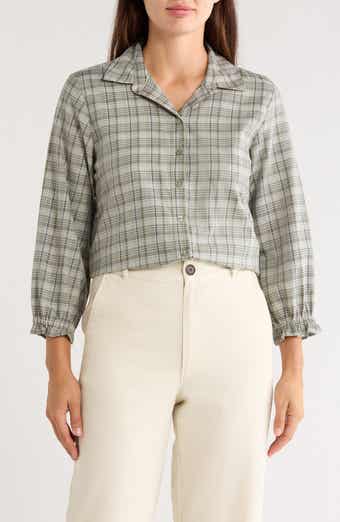 Plaid Three-Quarter Sleeve Shirt