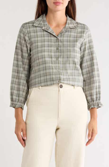 Plaid Three-Quarter Sleeve Shirt