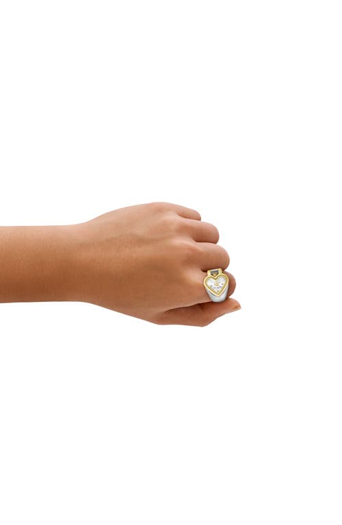 Kate Spade New York Monroe Two-tone Heart Ring Watch, 20mm X 18mm In Metallic