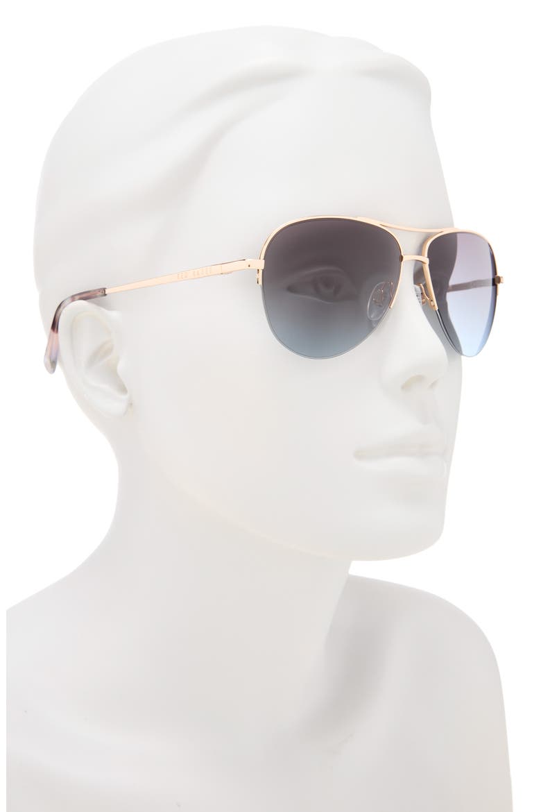 57mm Gradient Half Rim Aviator Sunglasses, Alternate, color, GOLD