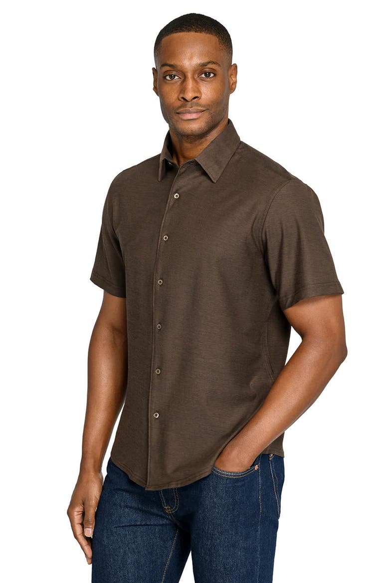 Solid Mapleton Luxe Cross Dyed Short Sleeve Shirt, Alternate, color, BROWN