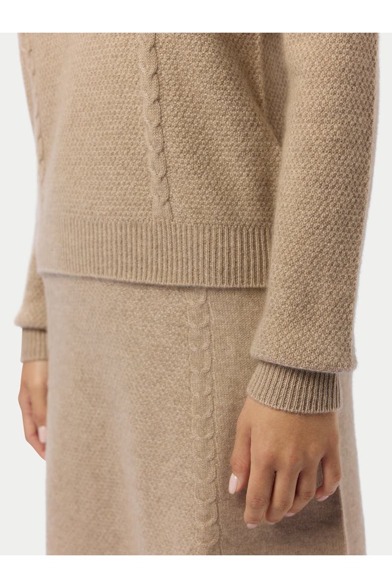 Cropped Crewneck Cashmere Sweater, Alternate, color, warm grey