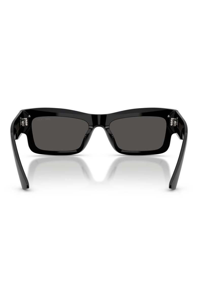 53mm Rectangular Sunglasses, Alternate, color, BLACK / DARK GREY