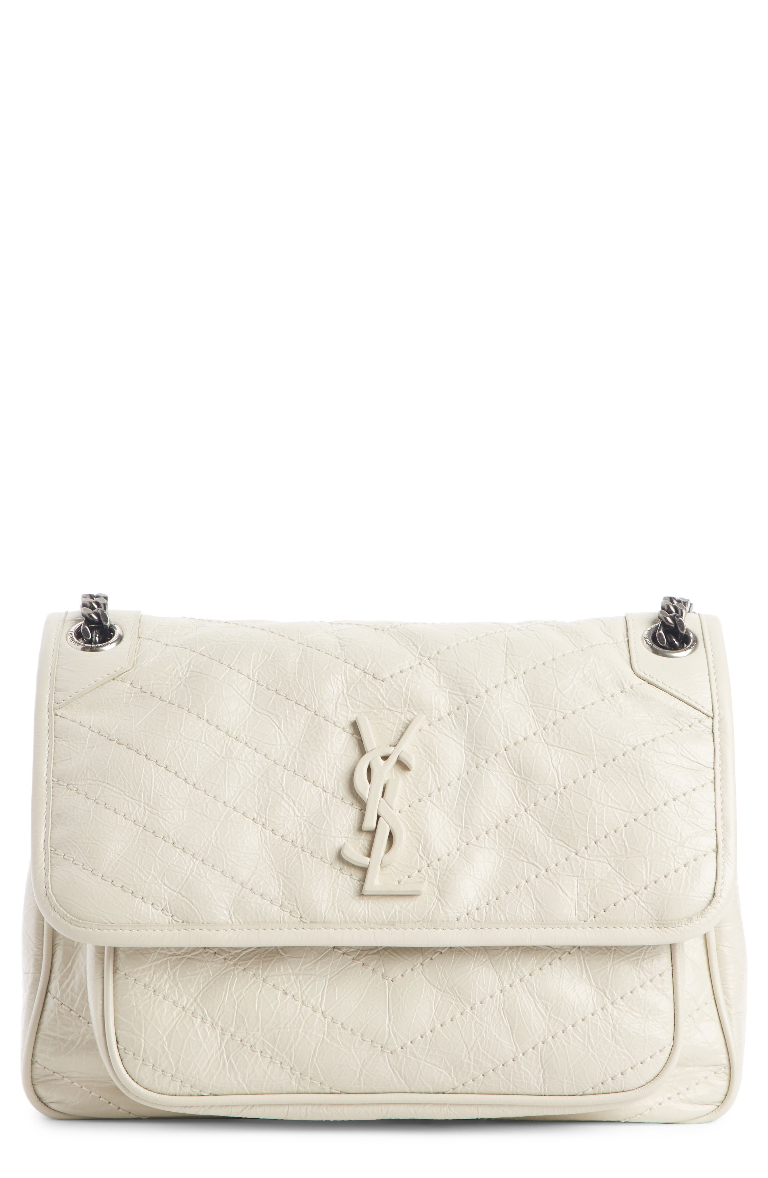 Medium Niki Leather Shoulder Bag, Main, color, CREMA SOFT