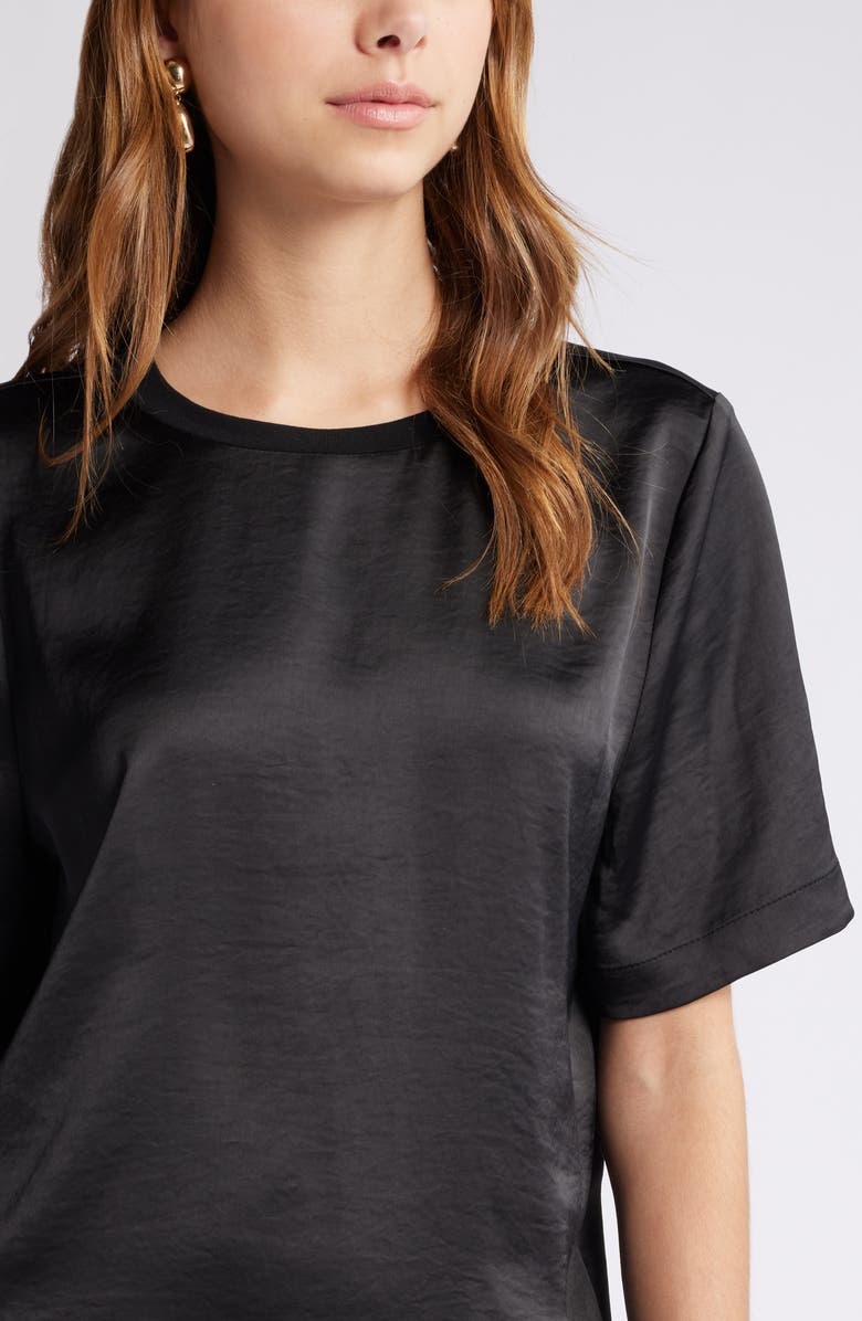 Open Edit Crewneck Satin T-Shirt, Alternate, color,